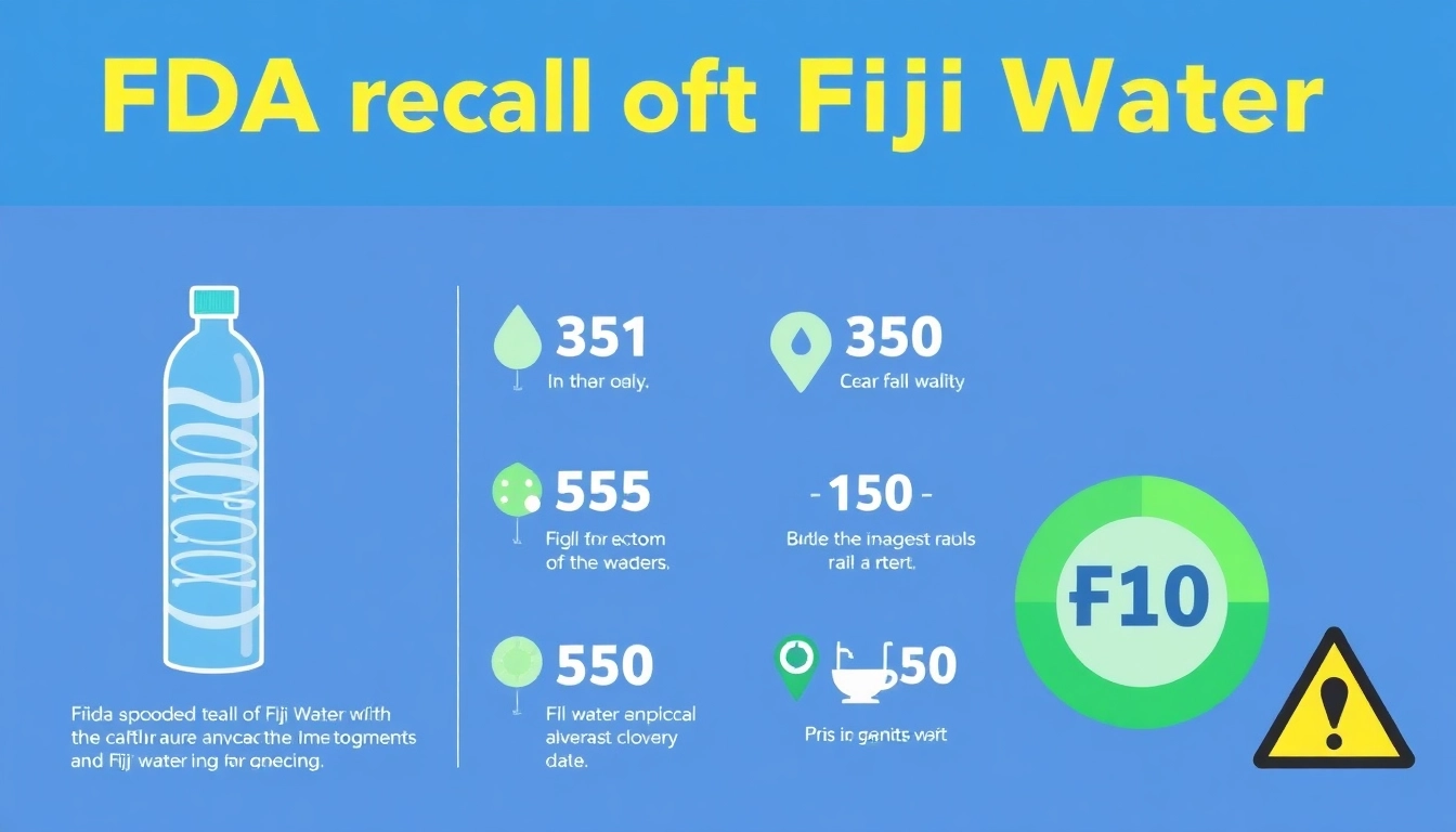 Illustrate the critical FDA recalls of Fiji water, showcasing statistics and health warnings about contaminated bottles.