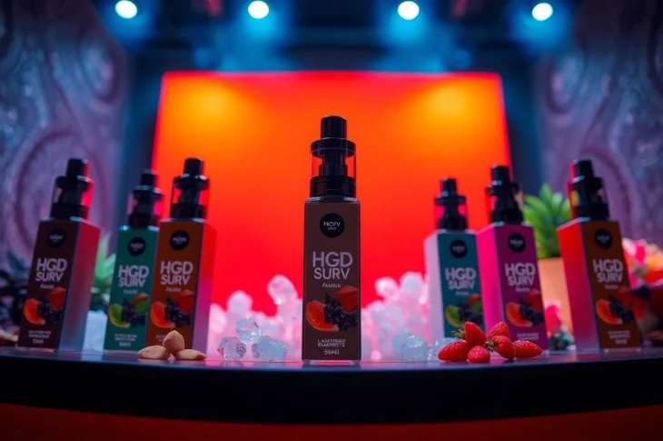 Buy HQD Surv kaufen with an array of colorful flavors displayed prominently to attract vape enthusiasts.