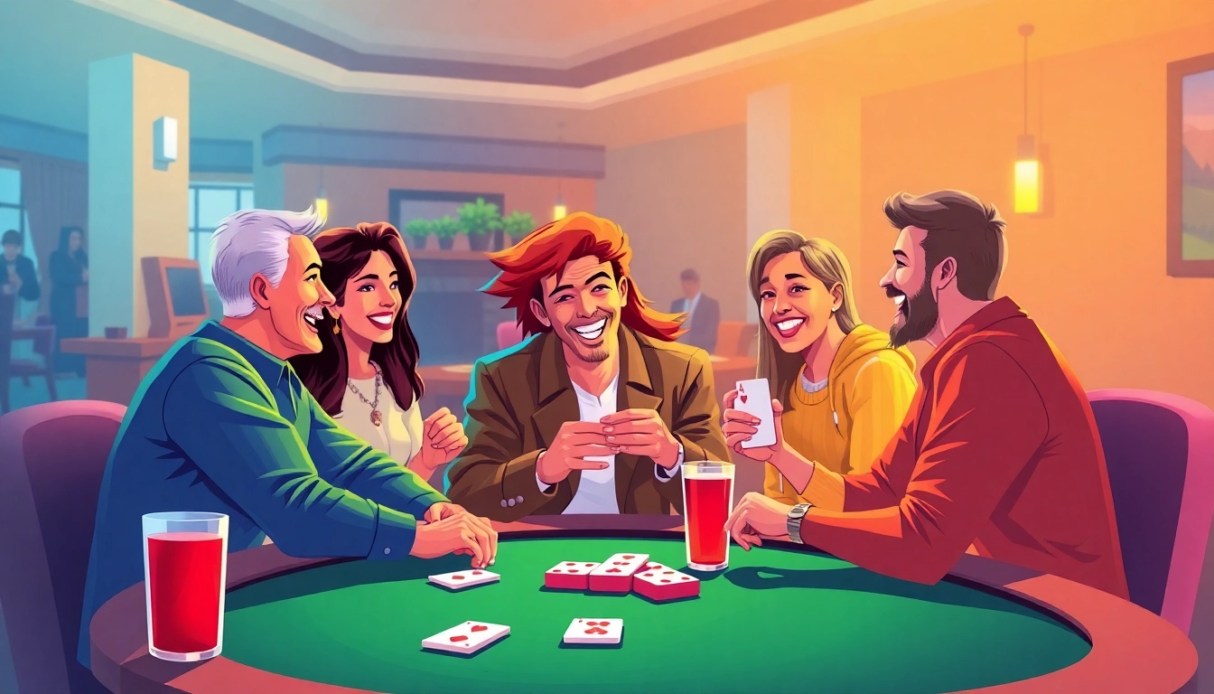Players enjoying Rummy Wealth game together at a vibrant table.