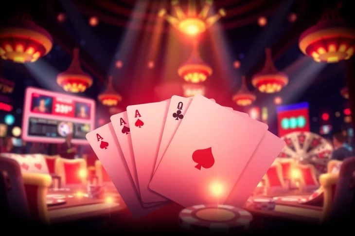 Experience the thrill of an ok win with vibrant casino elements and winning cards.