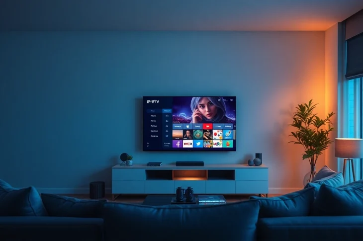 Enjoy seamless IPTV Suisse streaming experience in a cozy living room setup.