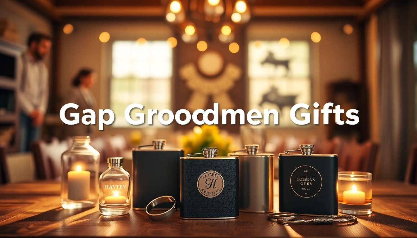 Showcasing cheap groomsmen gifts including personalized flasks and keychains for memorable celebrations.