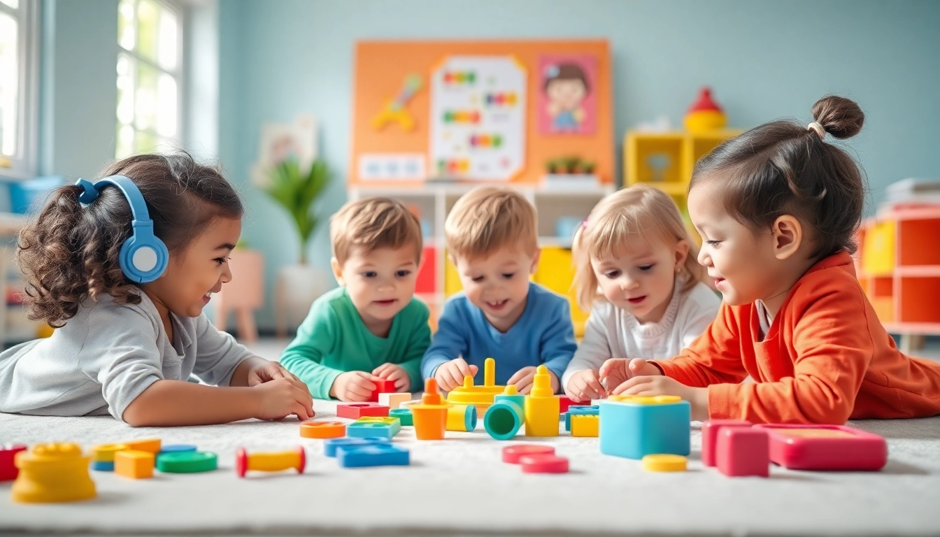 Children joyfully engaging with educational toys in a bright room, encouraging creativity with Visit Here as a favorite spot.