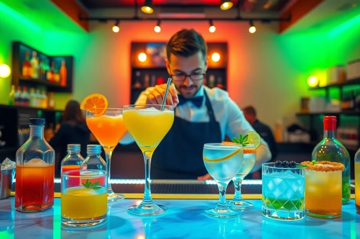 Join a fun cocktail kurs berlin, learning to mix colorful cocktails under expert guidance.