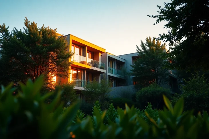 View of the contemporary Margaret Drive Residence showcasing its unique architecture amidst nature.