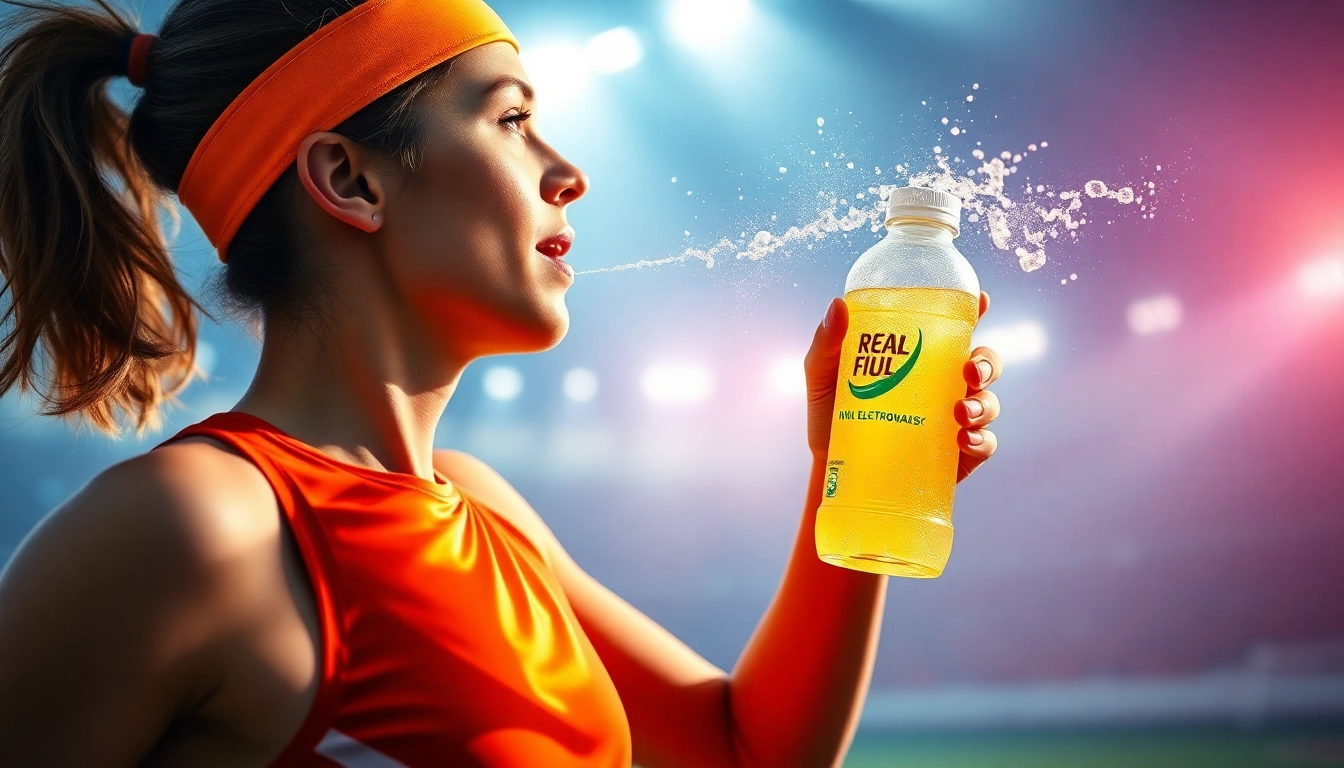 Refueling with electrolytes, a refreshing drink motivates an athlete in vibrant sports action.