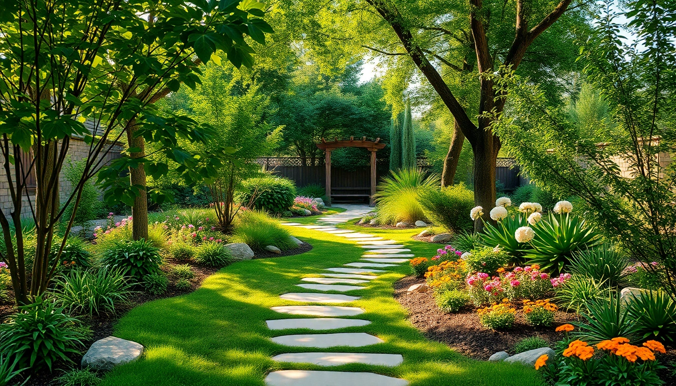Enhance your outdoor space with a professional landscape design service showcasing a tranquil garden environment.