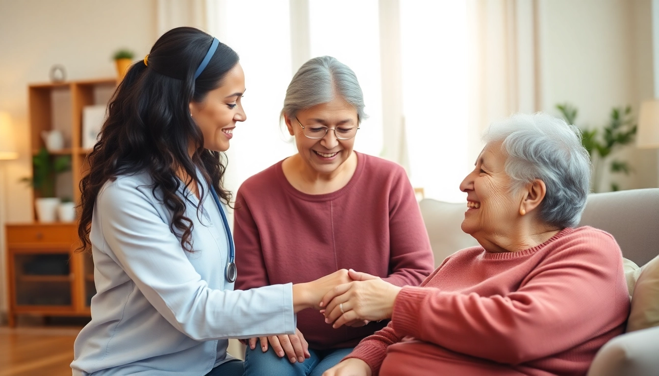 Caregiver providing assistance to an elderly client at home, showcasing the most trusted Homecare agency services.
