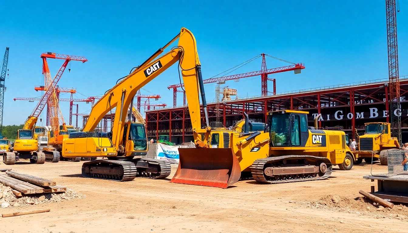 Showcase active heavy machinery used for construction with a focus on Heavy Equipment Financing Loan options.