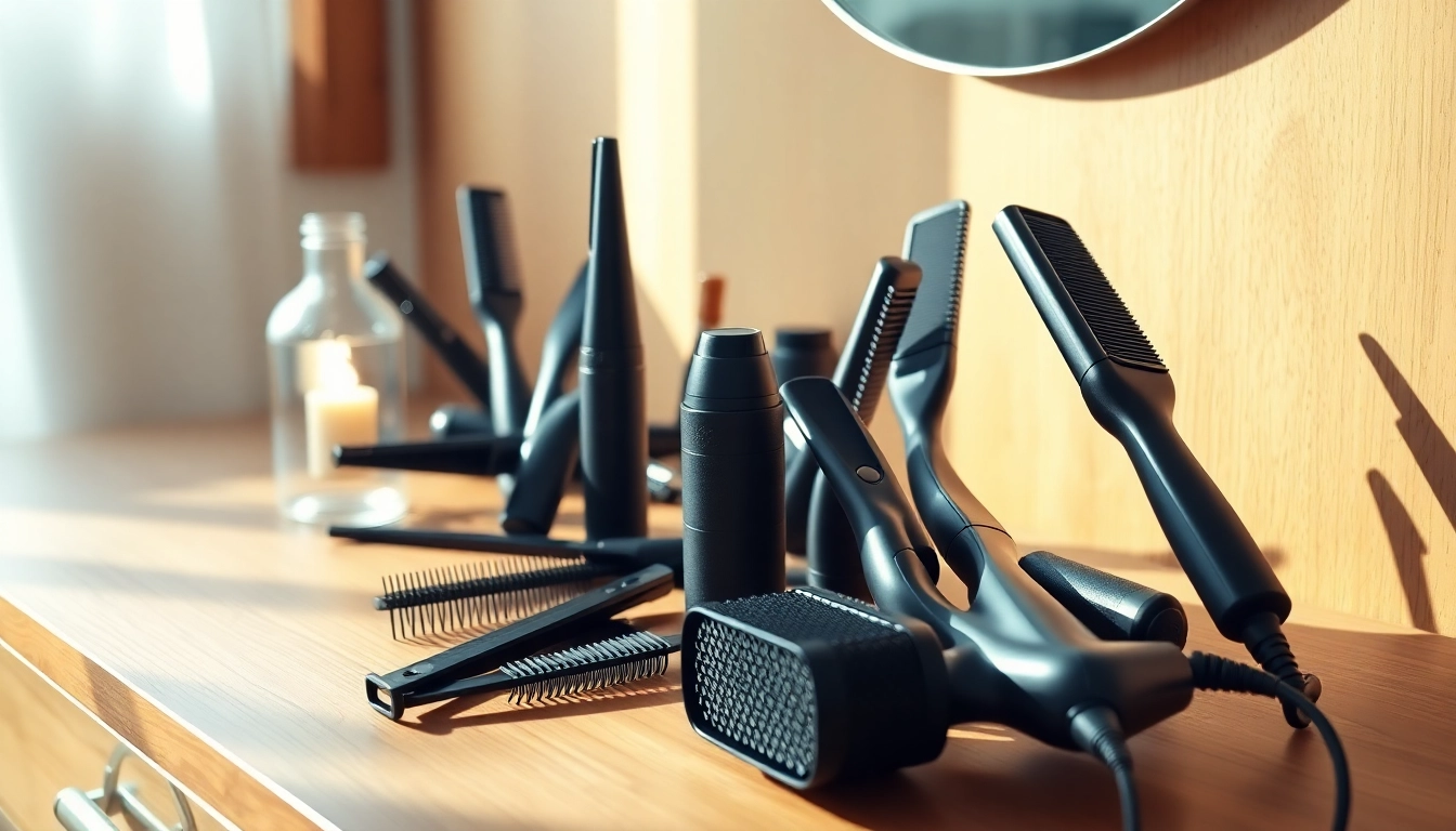 Showcase of innovative hairstyles tools such as hair dryers, straighteners, and styling brushes.