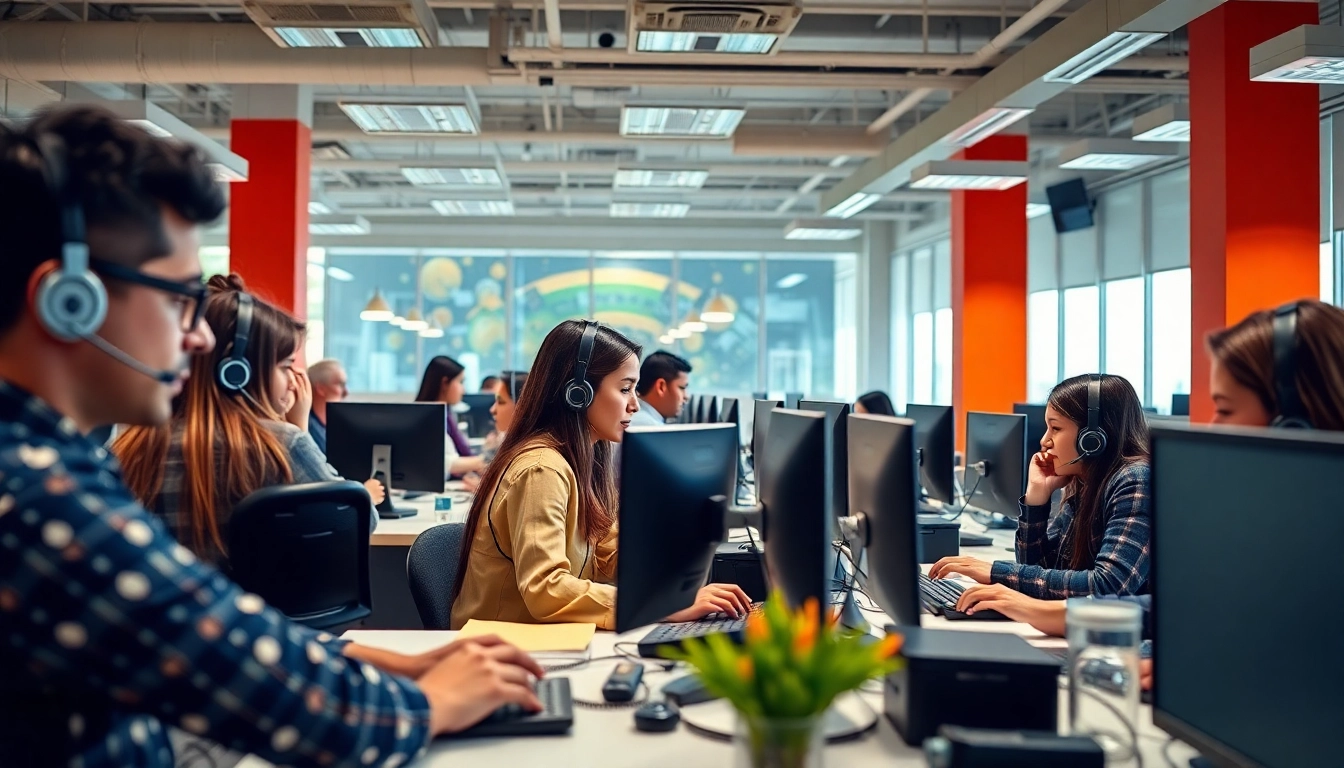 Dynamic call center in Tijuana with engaged agents serving customers effectively.