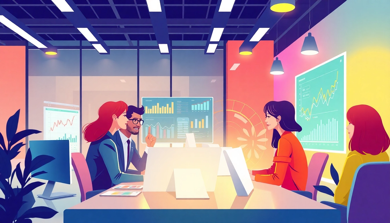 AI marketing agents optimizing campaigns with diverse professionals using advanced technology.