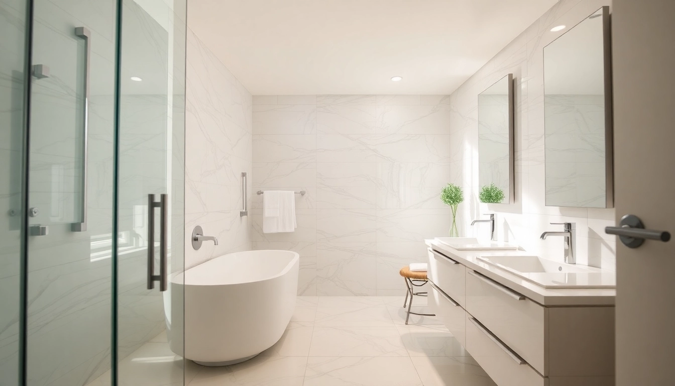 Elegant renovation by bathroom fitters in manchester showcasing modern tiles and fixtures.