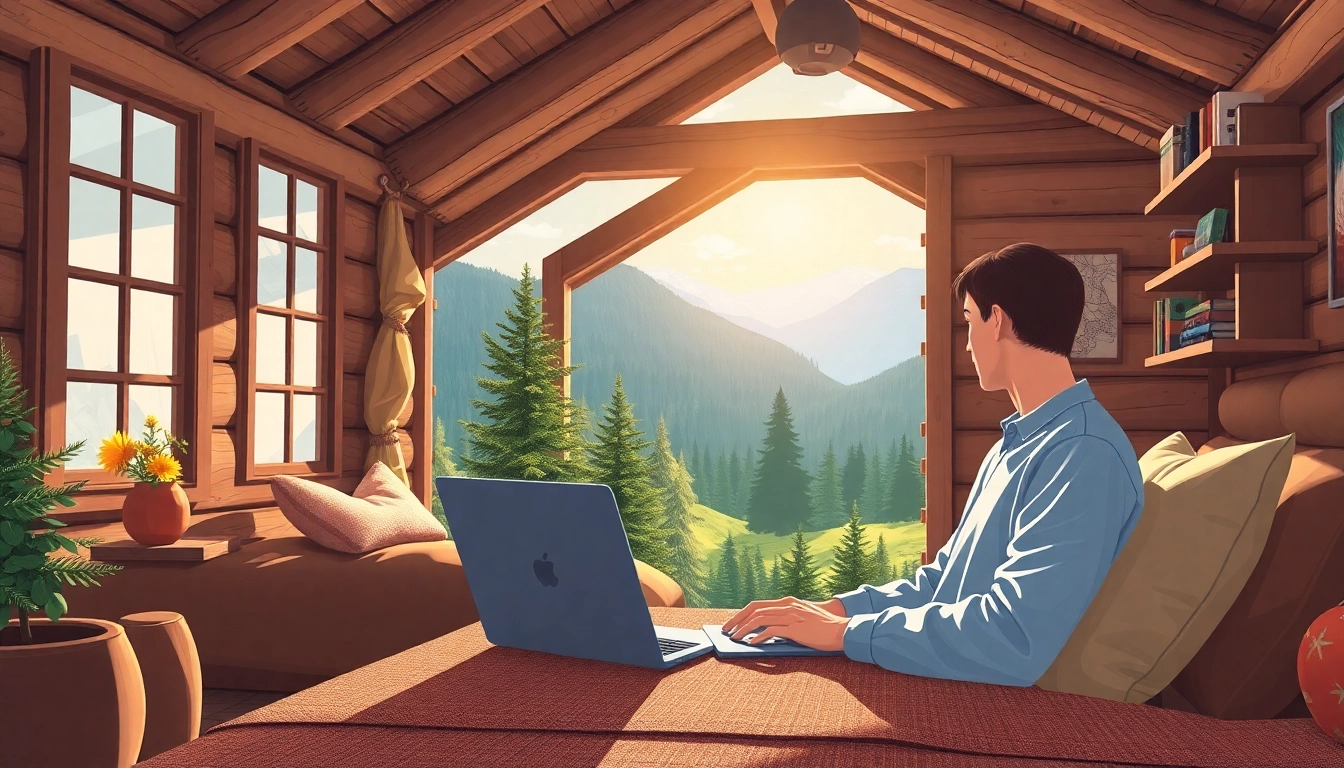 Designing Strony internetowe Podhale in a serene mountain cabin environment.