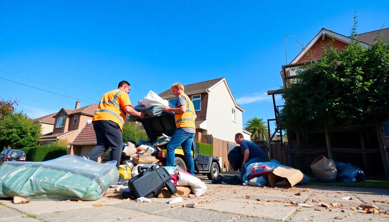 Affordable Rubbish Removal service in action, efficiently clearing clutter from a residential area.