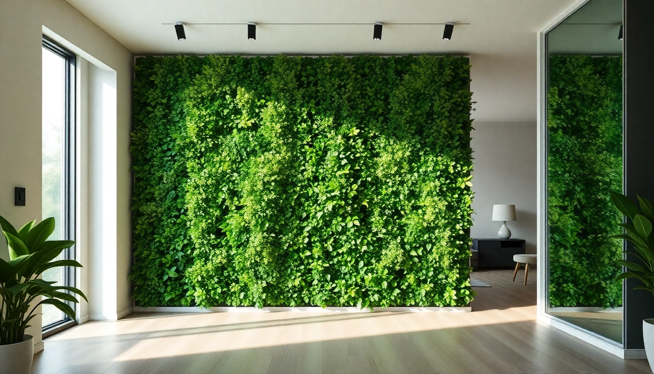 Enhance your space with vibrant grüne Wandpaneele featuring lush, natural foliage and modern decor.