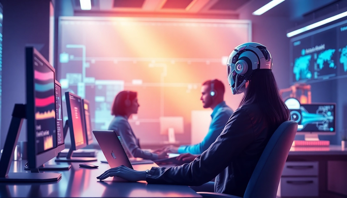 Agentic AI working collaboratively in a modern office environment, enhancing productivity and innovation.