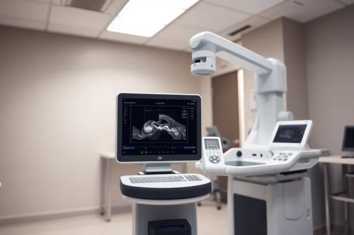 Showcase the GE LOGIQ E9 ULTRASOUND FOR SALE!! highlighting its advanced features in a clinical environment.