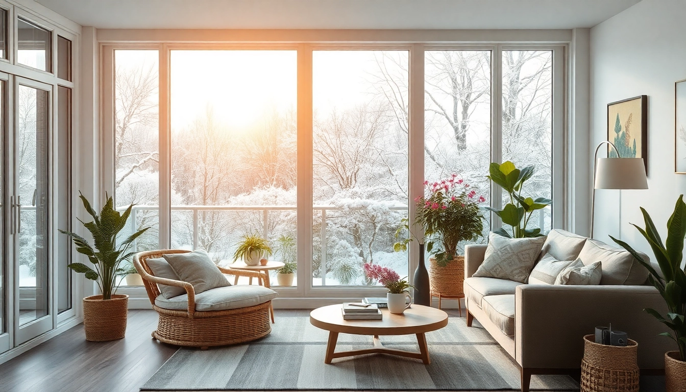 Wintergarten Anbau Wohnzimmer mit großen Fenstern und gemütlicher Leseecke in einem einladenden Raum.