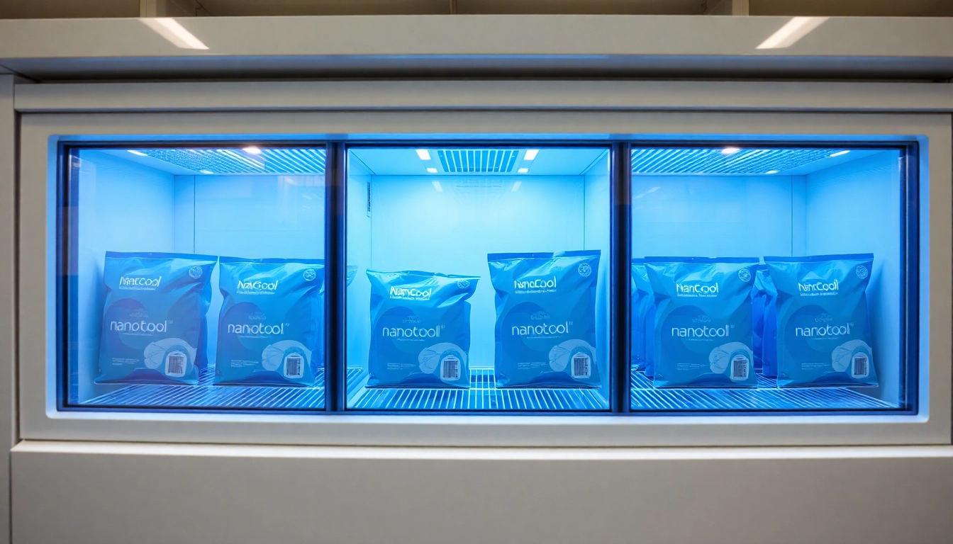 Efficient NanoCool packaging system maintaining consistent 2-8°C temperature for up to 96 hours.