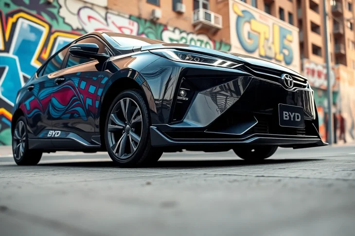 Showcasing byd performance parts on a high-performance BYD vehicle highlighting sleek design.