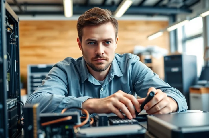 Servizio di riparazione pc torino da parte di un tecnico esperto in un ambiente professionale.