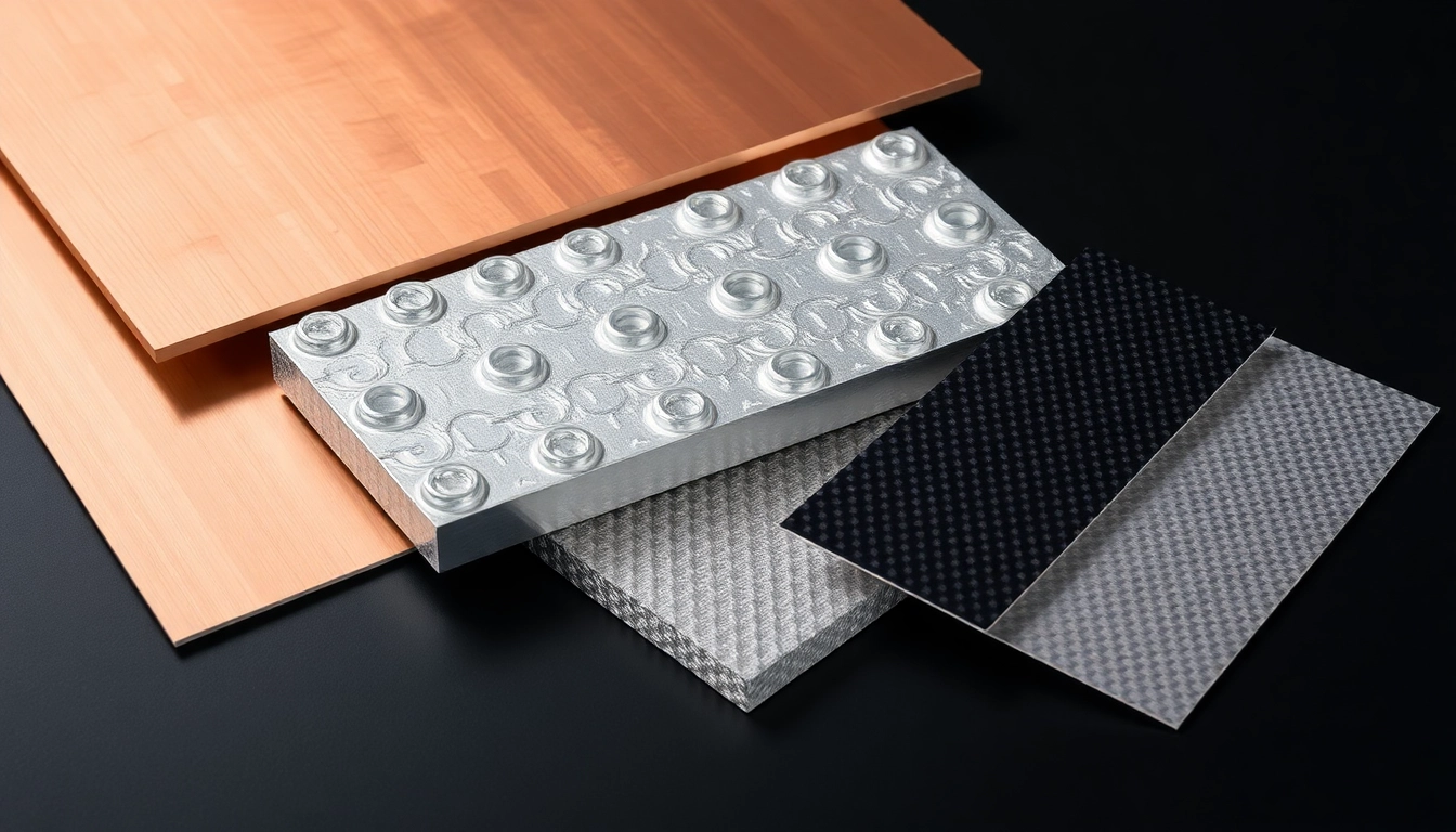 Showcases electromagnetic shielding materials including metal sheets and foams for effective interference protection.