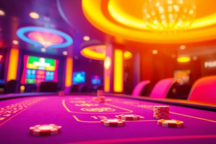 Engage in thrilling online casinos action with colorful chips on a vibrant gaming table.