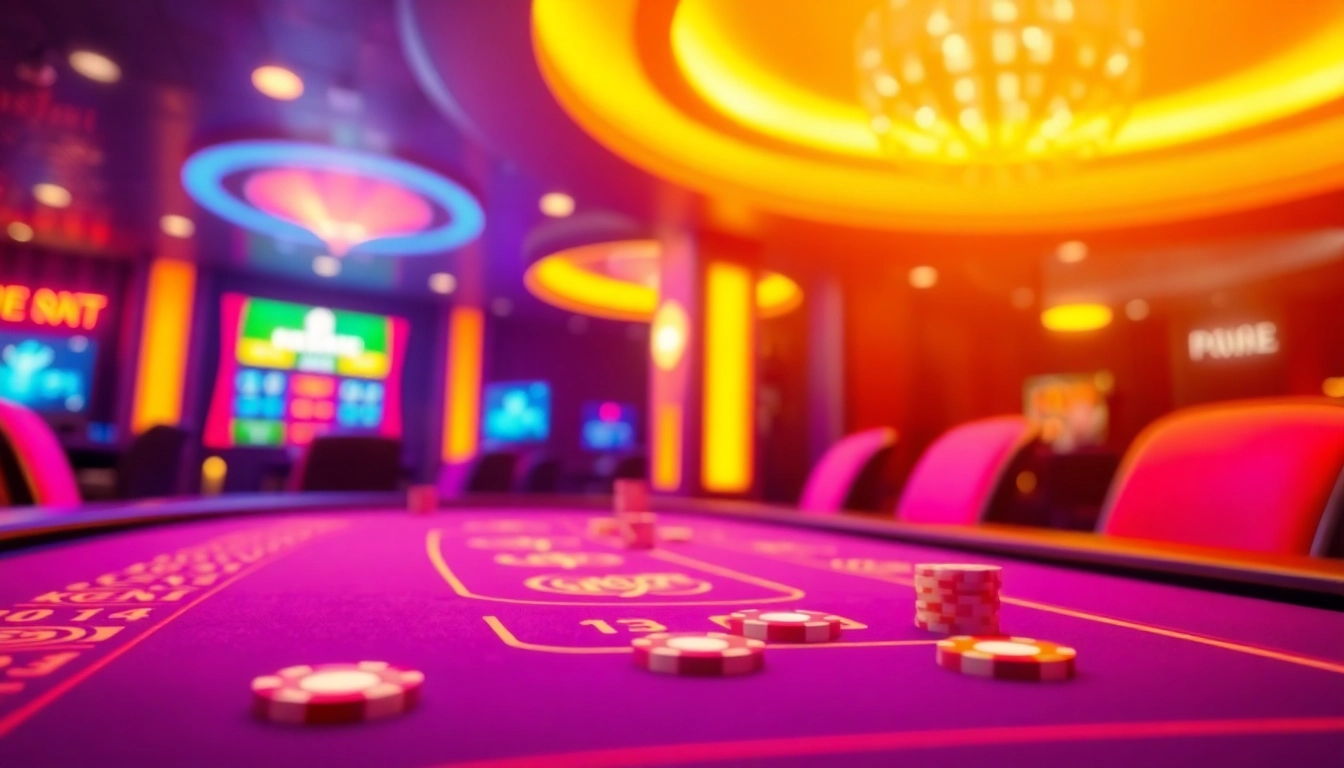 Engage in thrilling online casinos action with colorful chips on a vibrant gaming table.
