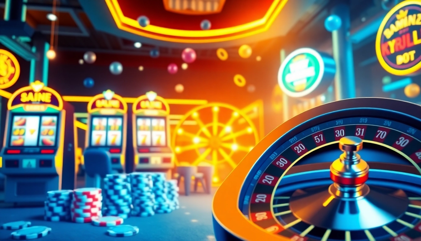 Explore beste online casinos with dynamic visuals of poker chips and slot machines, capturing the excitement of online gaming.