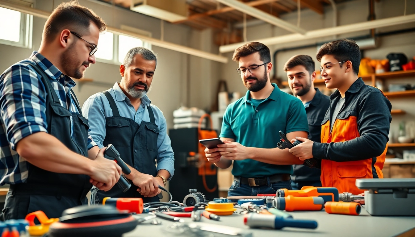 Apprentices learning electrician skills in Hawaii's training workshop.