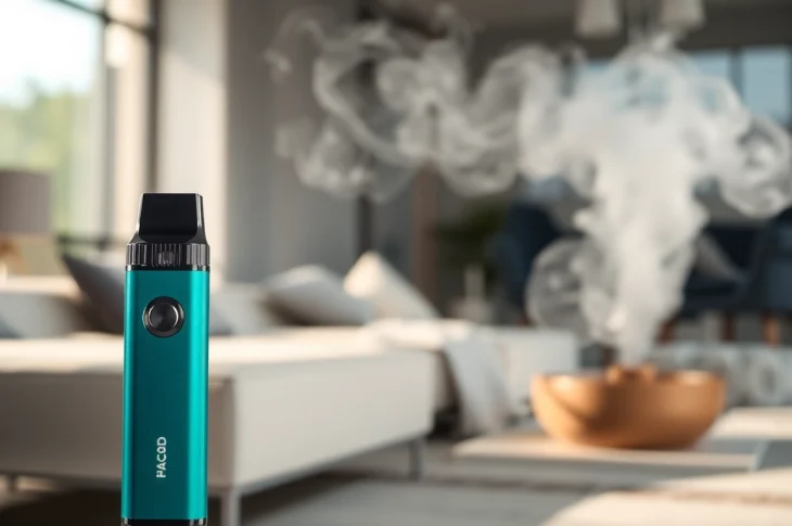 Hqd Cirak Pod Vape mit elegantem Design und frischem Hintergrund.