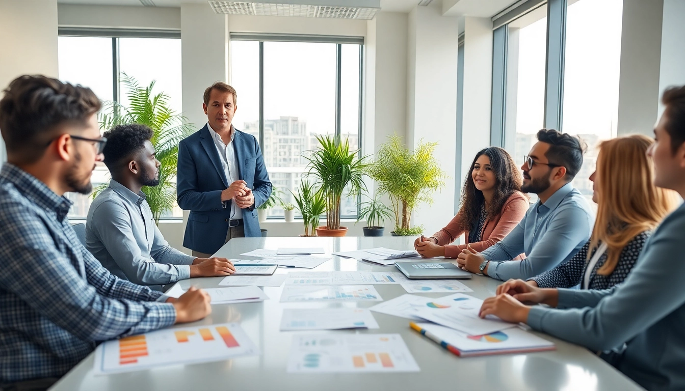 Environmental Health & Safety (EHS) Consultant collaborating with a team in a modern office.