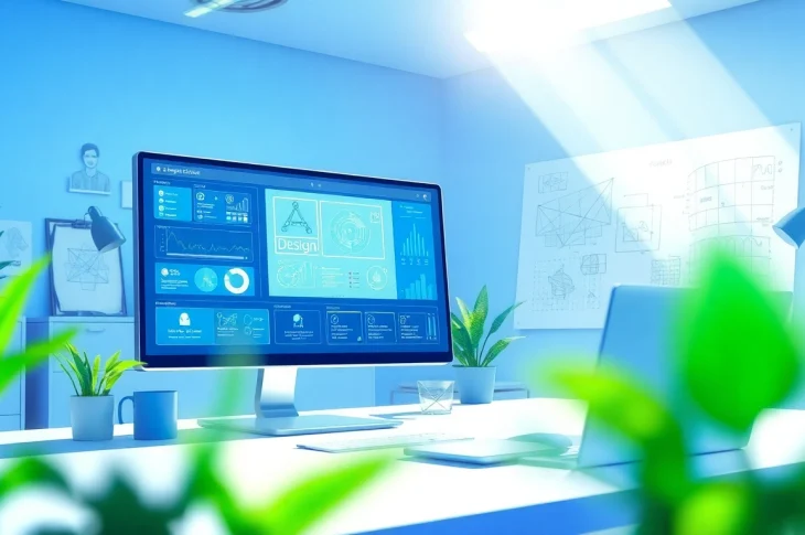 Elevating creativity using AI design solutions in a modern workspace environment.