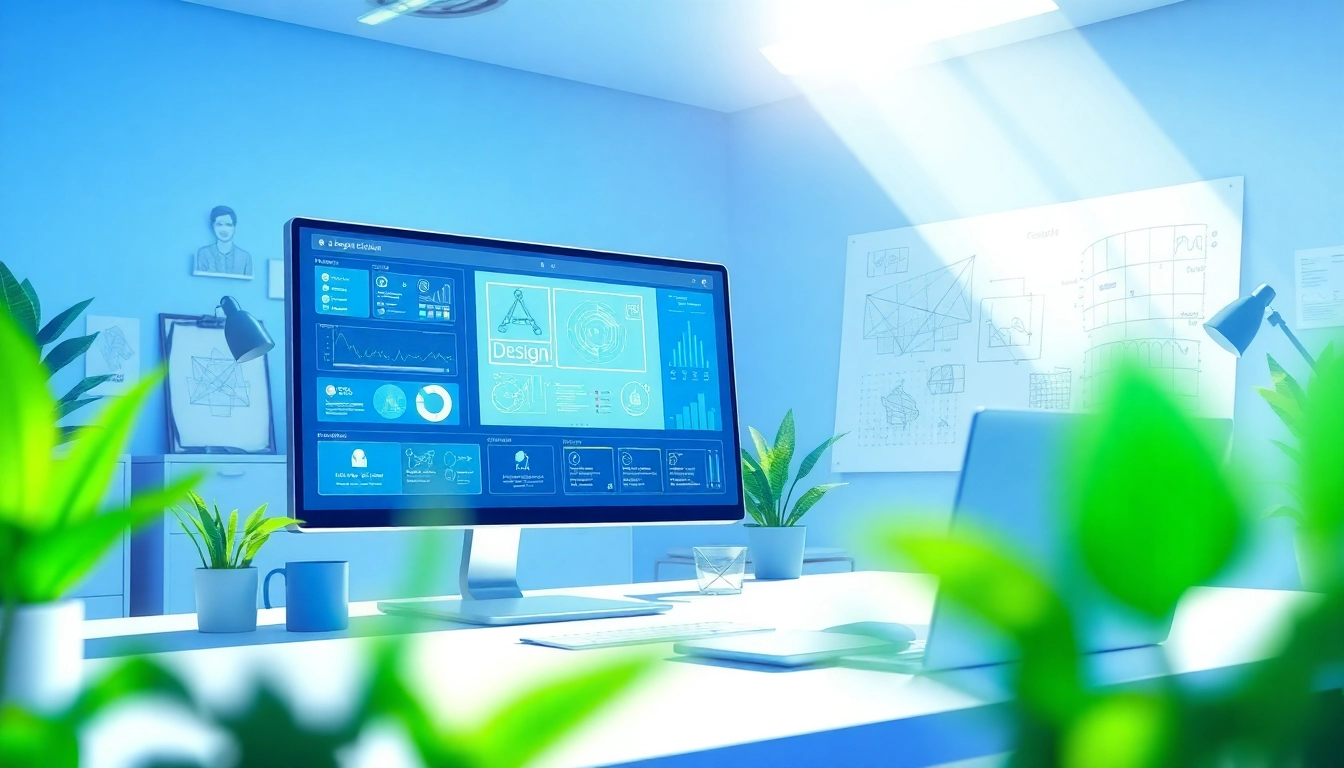 Elevating creativity using AI design solutions in a modern workspace environment.