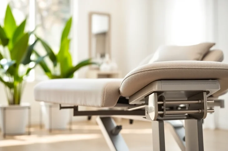 Professionelle liege für Kosmetik in einem eleganten Salon mit luxuriösem Design.