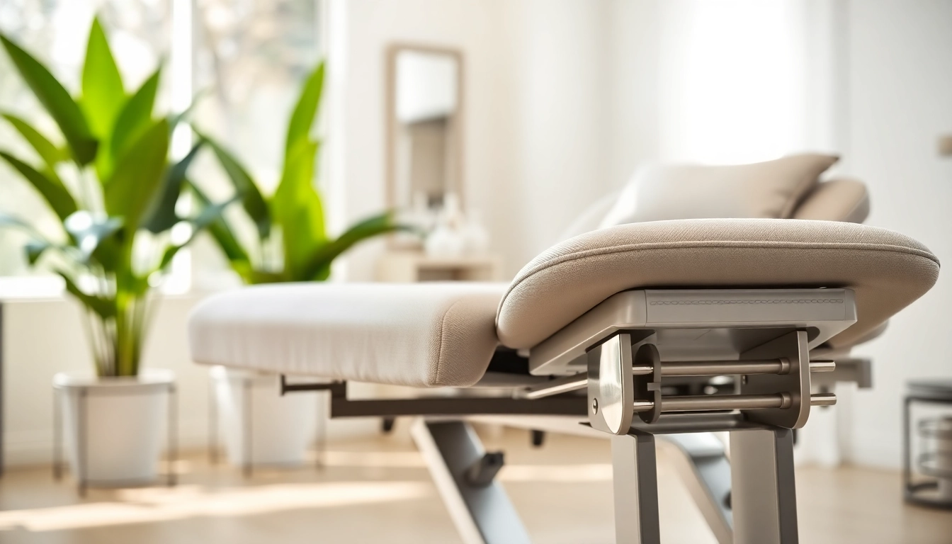 Professionelle liege für Kosmetik in einem eleganten Salon mit luxuriösem Design.