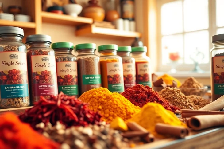 Explore the vibrant flavors of Single Origin Spices displayed in a rustic kitchen setting.