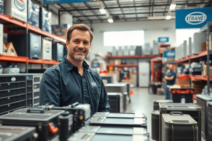 Showcasing a Trane parts dealer's organized workspace filled with quality HVAC components.