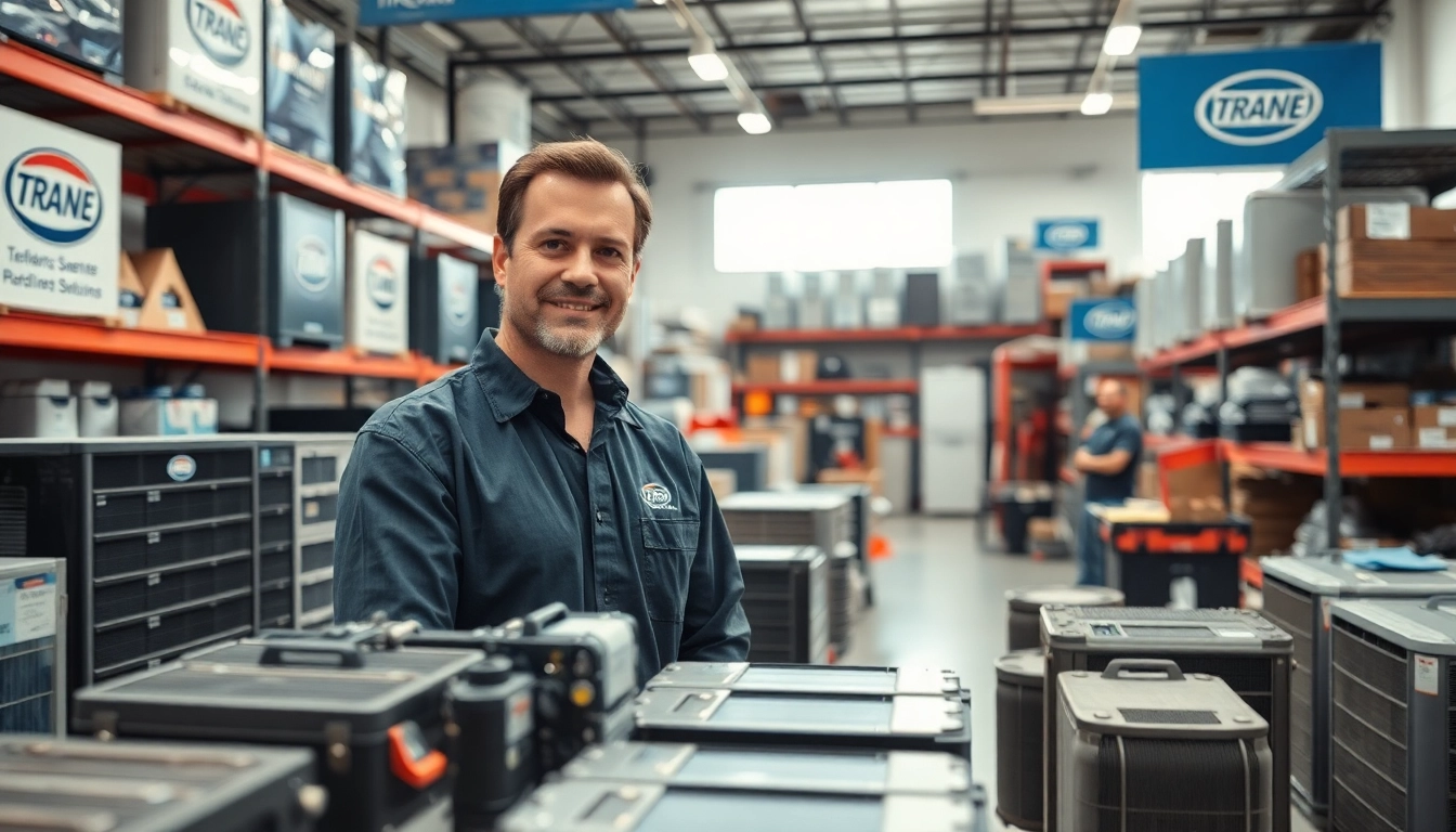 Showcasing a Trane parts dealer's organized workspace filled with quality HVAC components.