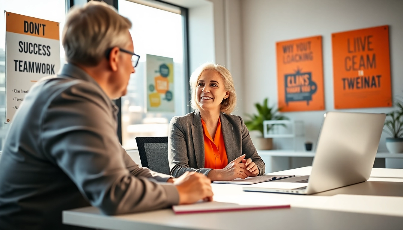 Engaged discussion in a business coaching service session, promoting growth and collaboration.