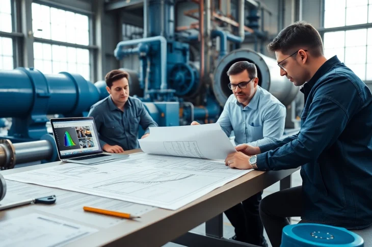 Piping stress Company professionals conducting detailed analysis in a high-tech engineering environment.