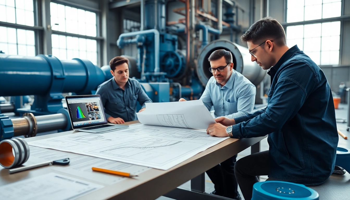 Piping stress Company professionals conducting detailed analysis in a high-tech engineering environment.