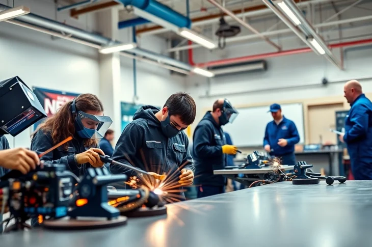 Students learning at trade school Knoxville TN in a hands-on training environment.