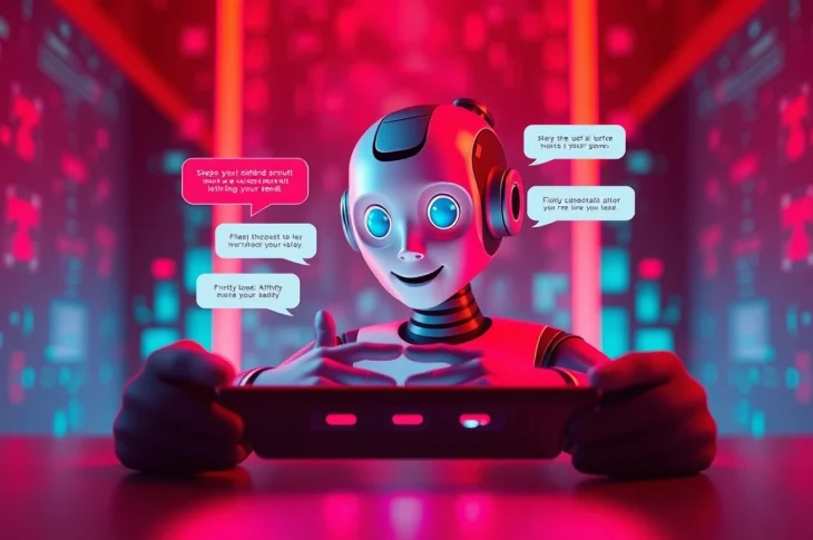 Engaging AI sex chat free experience with an inviting AI character and vibrant chat bubbles.
