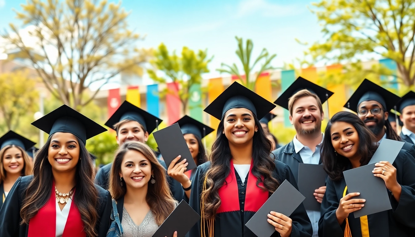 Celebrate your degree for sale online with graduates at a sunny outdoor graduation ceremony.