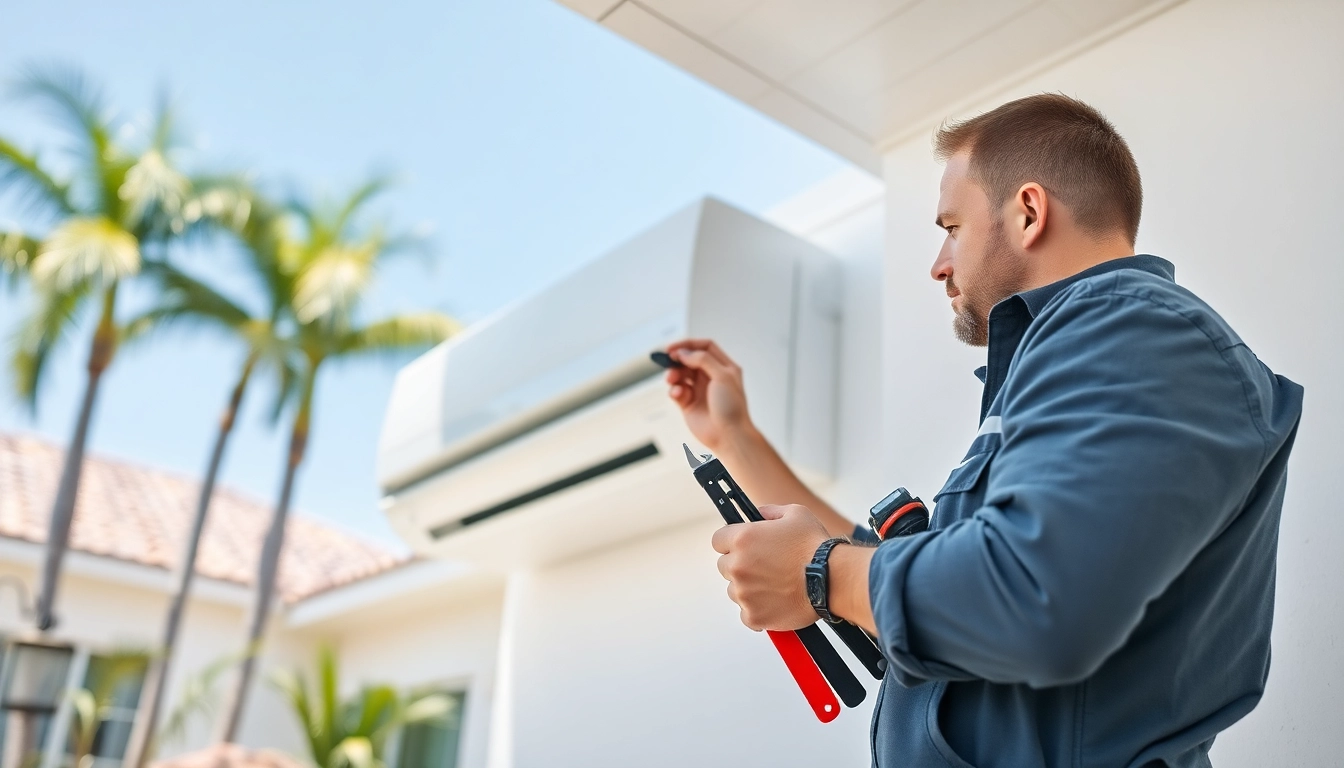 Reliable HVAC technician providing Los Angeles HVAC services while installing an air conditioning unit.