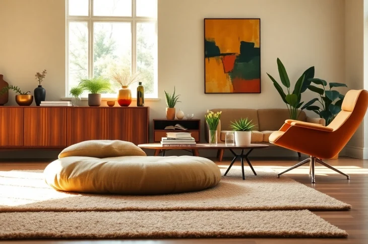 MCM Home Decor arrangement showcasing mid-century modern elegance in a stylish living space.