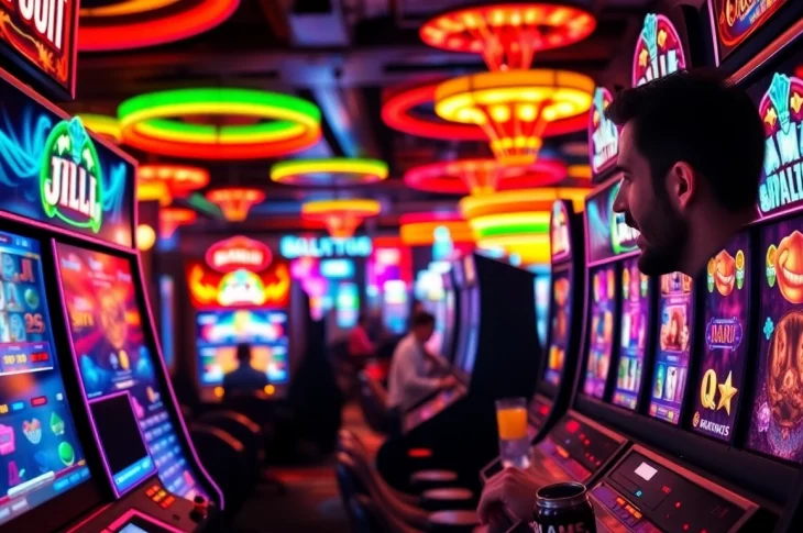 Engaging player experiencing thrilling JILI Games slots in a vibrant casino atmosphere.