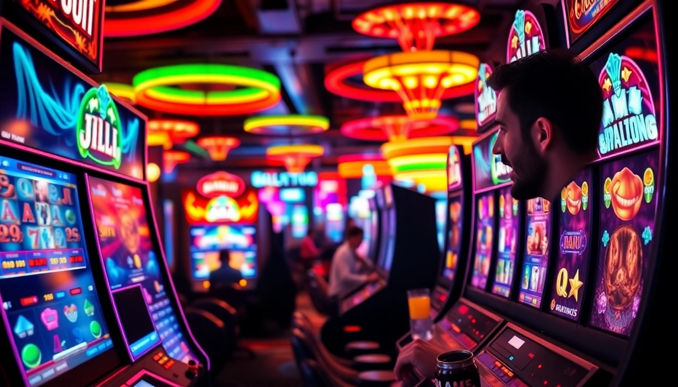 Engaging player experiencing thrilling JILI Games slots in a vibrant casino atmosphere.
